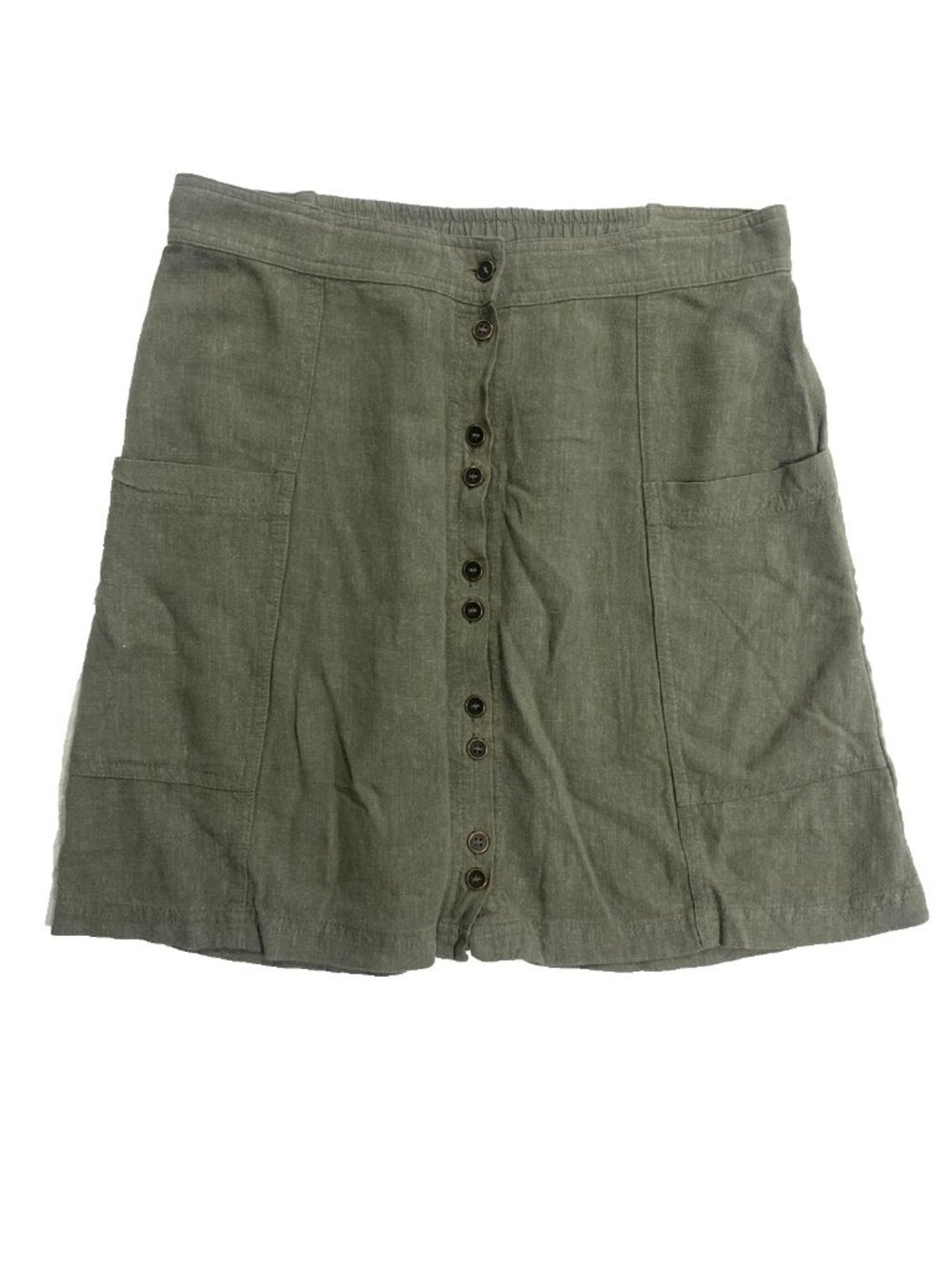 BOHO GORPCORE Button Linen Blend Mini Skirt Green S Minimalist Summer Earth 90s